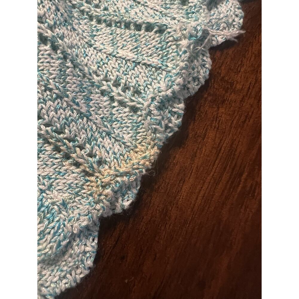 St. John Sport Crochet Longline Knit Cardigan Teal Size Small Petite Beaded Hook - Picture 16 of 16